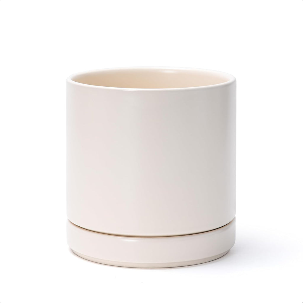 Minimal Ceramic Planter with Saucer