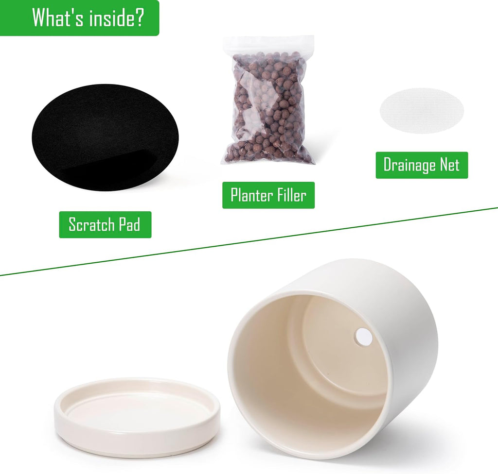 Minimal Ceramic Planter with Saucer